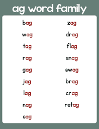 Ag Word Family List Primarylearning Org