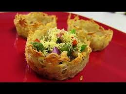 Aloo Tokri Chaat Stuffed Potato Baskets Shredded Potatoes Baked In Muffin Pan And Stuffed With The Usual Chat Chaat Recipe Chaat Healthy Breakfast Recipes