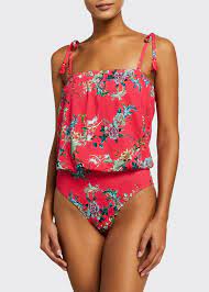Johnny Was Malakye Floral Blouson One Piece Bandeau Swimsuit Bandeau Swimsuit Swimsuits One Piece