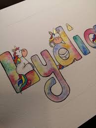 Check Out This Item In My Etsy Shop Https Www Etsy Com Uk Listing 672564555 Unicorn Print Unicorn Name Unic Name Drawings Name Paintings Watercolor Lettering