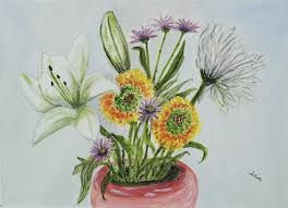 Which flowers represent love, hope, healing, loss, and good luck? Summer Flowers Painting By Shirley Crawley