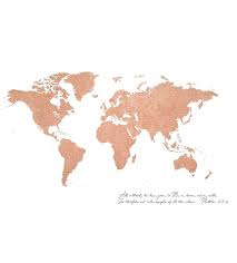 rose gold foil world map matthew 28 poster by rachel tenney アートポスター アート ポスター
