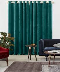 Dress your window in luxury with these beautiful velvet curtains, adorned in a timeless damask design. Julius Velvet Eyelet Lined Pair Of Curtains 168 X 228cm Teal Blue Made Com