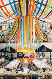 Diy Wedding In London Warehouse Venue With Ribbon Decor Diy Wedding Decorations Warehouse Wedding Warehouse Wedding Venue