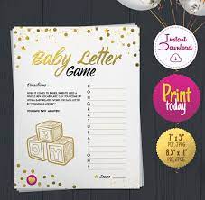Baby Letter Game Baby Shower Baby Shower Print Baby Abc Etsy Baby Letters Boy Baby Shower Games Baby Shower Games