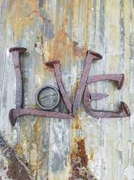 Love Word Art Railroad Spike Art Metal Words Art Decor Rustic Home Decor Shelf Decor Welded Metal Art Railroad Spike Art Metal Art Welded Metal Art Decor