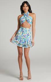 Myeshia Halter Frill Detail Two Piece Set In Lavender Fields Showpo