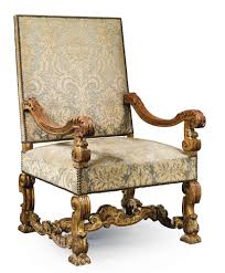 A Louis Xiv Style Carved Giltwood Fauteuil Chair Armchair Furniture