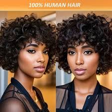 6 Inch human hair pixie cut wig