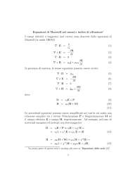 ∇ = 0 ∙ 0 2. Equazioni Di Maxwell Nei Mezzi E Indice Di Rifrazione1 I Campi