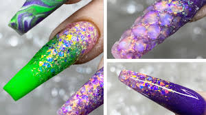 Full mermaid nail tips juln nails coffin gel coffin nails acryl nail clear grey nails kids presson nails opaques nails black kiss nails set mens coffin. Coffin Shape Neon Green And Purple Nails Netting Imprint Design Youtube