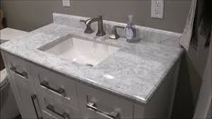 This durable vanity top is pre. Review Of Menards Ove White Malibu Vanity And Carrara Marble Vanity Top Mali42 G61en 6056510 Youtube