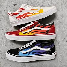 Black And White Checkered Vans With Red Flames Flame Custom Vans Custom Vans Shoes Vans Shoes Shoes