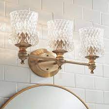 Stiffel 23 1 4 Wide Romanov Warm Brass 3 Light Wall Light 78v71 Lamps Plus In 2021 Vintage Bathroom Light Fixtures Wall Lights Vintage Bathroom Lighting