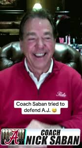Nice of Coach #Saban to try and cut A.J. some slack 😂 @Pat McAfee Show  Clips #cfb #alabama #funny #football