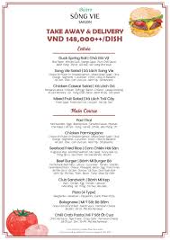 Vietnamese chicken eggrolls with dipping sauce, beef empanadas with sauce and truffle house cut. New Bistro Song Vie Menu 2020 Villa Song Saigon