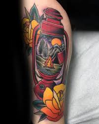 Graphic lantern traditional tattoo design. 50 Traditional Lantern Tattoo Designs For Men Bright Ink Ideas