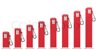 Fuel Prices Red Petrol Pumps Chart Stock Image