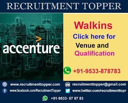 Accenture Services Pvt Ltd Walkins For Experienced At Mumbai Recruitment Topper Job Roles Recruitment Service