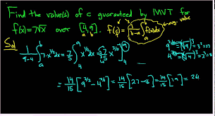 Mean Value Theorem For Integrals Value S Of C For F X 7sqrt X Over 4 9 Theorems Calculus F X