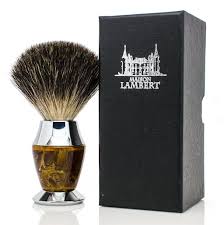 Maison Lambert 100 Black Badger Bristle Faux Horn Handle Shaving Brush Brush Stand Included Perfect Gift For Wet Sh Shaving Brush Shaving Stand Shaving Set