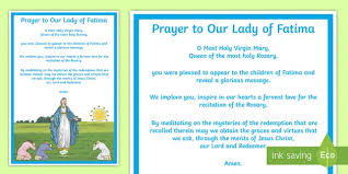 Our lady of fatima, pray for our dear country. Prayer To Our Lady Of Fatima Display Poster Teacher Made