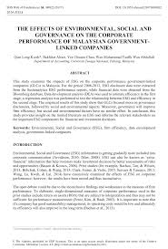 Malaysian technology development corporation (mtdc). Pdf The Effects Of Environmental Social And Governance On The Corporate Performance Of Malaysian Government Linked Companies