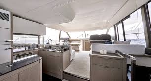 It's a pair of parallel countertops with a path through the middle. Yacht Prestige 590 F Line Luxury Boats Yacht