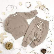 Cocoa Hipster Sweatshirt With Pocket And Pants Baby Outfit Etsy In 2021 Baby Clothes Unisex Baby Clothes Korean Baby Clothes