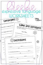 Free Expressive Language Worksheets Language Therapy Activities Speech Language Activities Speech Therapy Materials