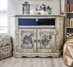 Coastal Media Console Artistic Furniture Faux Wood Weathered Wood Stain