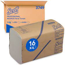 Scott® Multifold Handtücher 3749 – Gefaltete Papierhandtücher – 16  Packungen X 250 Weiße Papierhandtücher (Insges. 4.000)