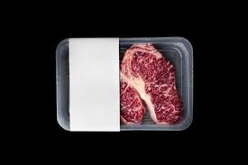 Download Raw Striploin Marbled Beef Steak Vacuum Packed Isolated On Black Logo Mockup Stock Photo Adobe Stock