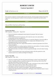 contract specialist resume samples