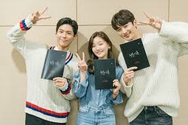 He is known for his roles in flower crew: Park Bo Gum Park So Dam Byun Woo Seok Gather For Record Of Youth Script Reading Session