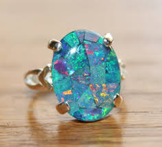 Genuine Australian Opal Ringmosaic Opal Ringsterling Etsy Australian Opal Ring Opal Jewelry Opal Rings