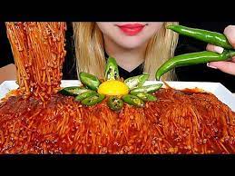 Asmr Spicy Enoki Mushrooms Mukbang Eating Sounds Youtube Stuffed Mushrooms Enoki Mushroom Recipe Mushroom Benefits