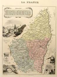 Vintage Map Of Ardeche Region Paysage France Ardeche Ardeche France