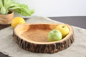 Wooden Bowl With Live Edge Natural Wood Platter Fruit Bowl Etsy In 2020 Wooden Bowls Large Wooden Bowl Wooden Decor