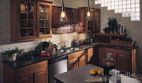 Merillat Classic Seneca Ridge In Cherry Paprika Merillat Eclectic Kitchen Kitchen Remodel Small Cabinets And Countertops