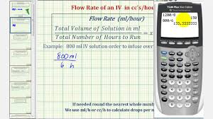 ex iv calculation flow rate in milliliters per hour