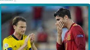 Striker spanyol, rodrigo berselebrasi usai mencetak gol ke gawang swedia pada pertandingan grup f piala eropa 2020 di friends arena. Es45r9bn2n5ium