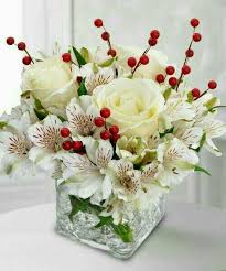 This Pretty Floral Arrangement Is Appropriate From December Thru Valentine S Da Christmas Flower Arrangements Christmas Floral Arrangements Flower Arrangements
