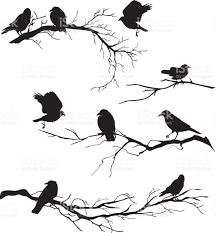 Bird On Branch Silhouette Tattoo Crows Perched On Branches Crow Silhouette Bird Silhouette Bird Stencil