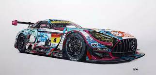 Goodsmile Racing 2020 Hatsune Miku Amg Ville Iiskola Draw To Drive Racing Motorsport Photography Car Livery