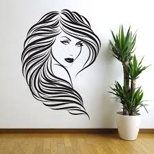 Beauty Hair Salon Wall Decal Decor Curly Hair Woman Face Vinyl Wall Art Sticker Size 31 5in H X 22 8in W Salon Wall Art Girls Wall Stickers Sticker Wall Art