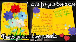 We usually just send the photocopies as is but sometimes add a brief handwritten note by the child. How To Make Thank You Card For Parents Simple And Easy Thank You Card Diy Card For Mom And Dad Youtube