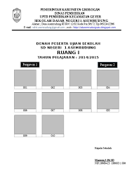Dalam ruang tersebut terdiri dari 6 kelas yang berbeda. Denah Peserta Ujian Sekolah Ruang I