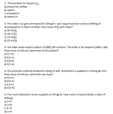 Solved 1 The Antidote For Heparin Is A Protamine Sulf Chegg Com