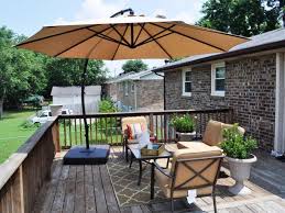 Minimalist Patio With Wooden Deck And Fence Design For Back Yard Landscaping Ideas Using Large Umbrella And Classic T Backyard Patio Small Backyard Patio Patio